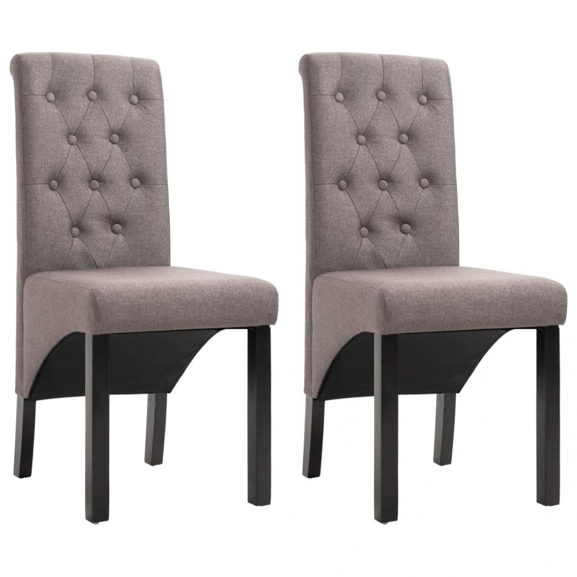 Decoshop26 - Lot de 2 chaises de salle à manger cuisine design classique tissu taupe CDS021045 - Chaises