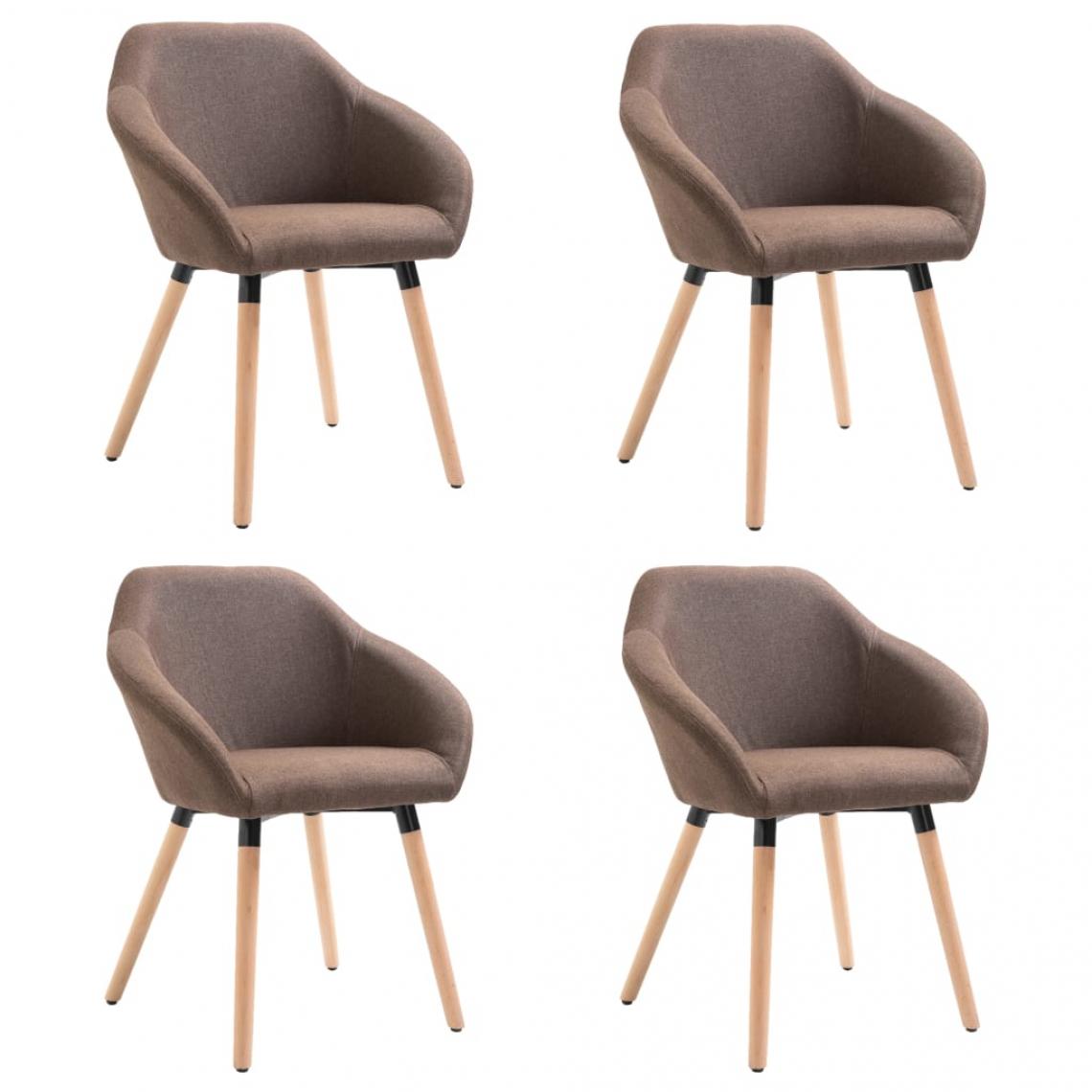 Decoshop26 - Lot de 4 chaises de salle à manger cuisine design moderne tissu marron CDS021748 - Chaises