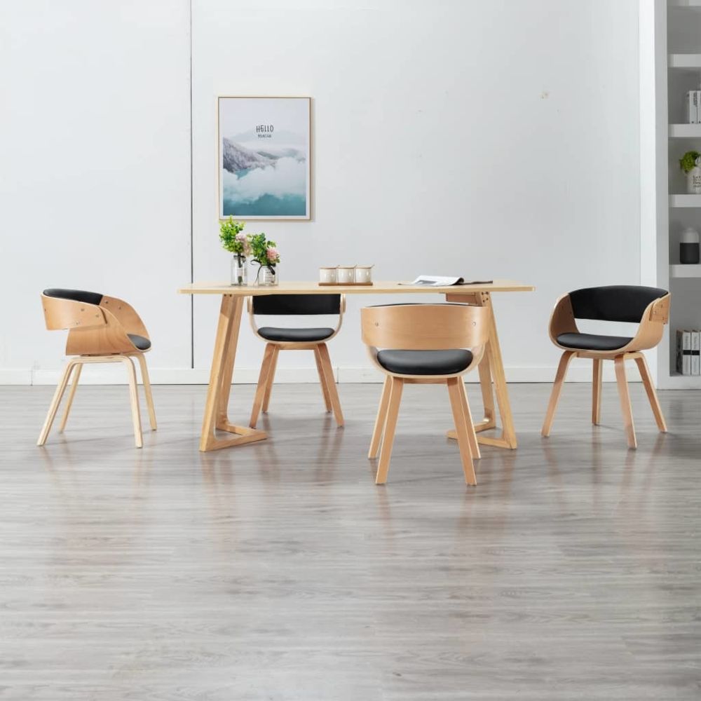 marque generique - Admirable Fauteuils et chaises categorie Belmopan Chaises de salle à manger 4 pcs Noir Bois courbé et similicuir - Chaises