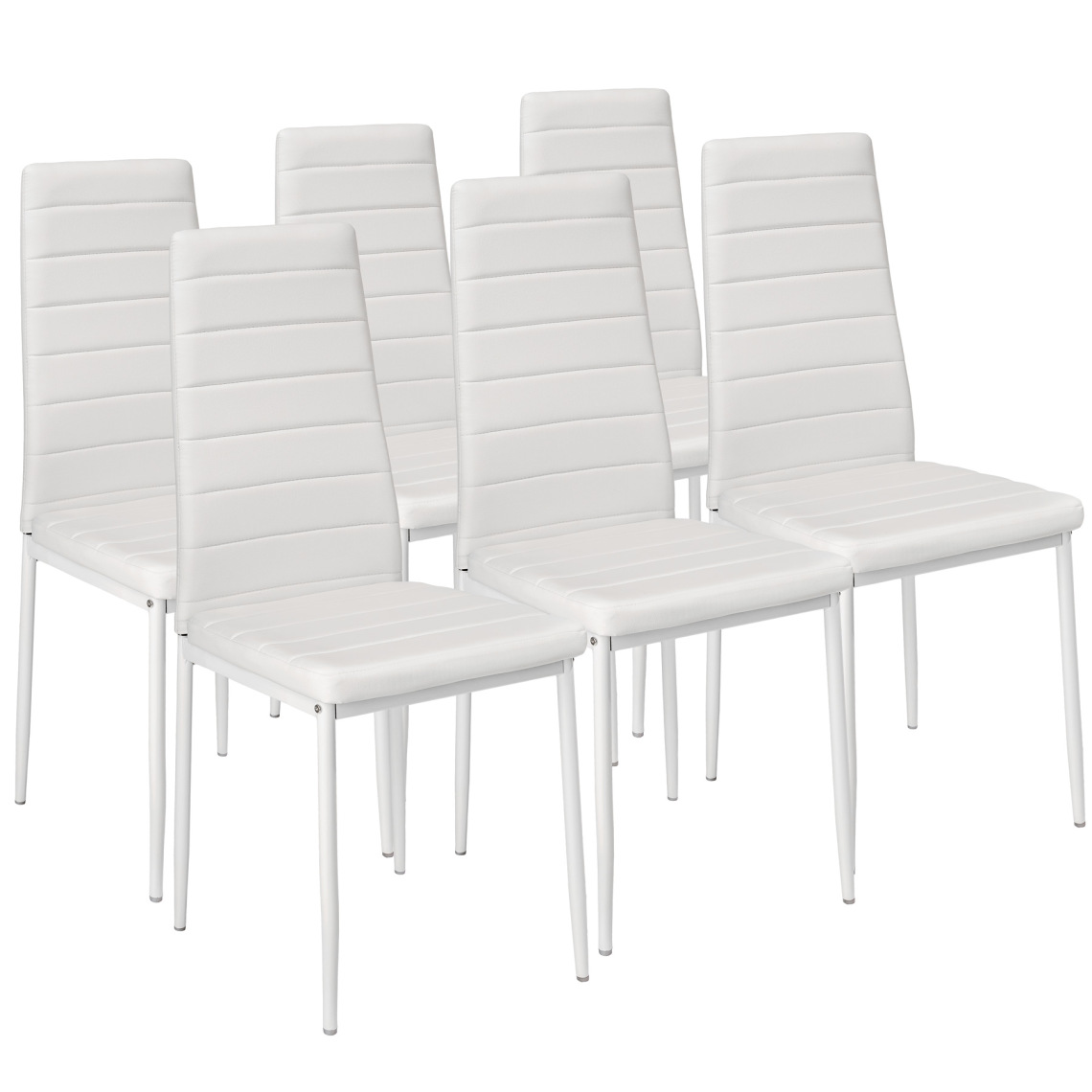 Tectake - Lot de 6 chaises avec surpiqûre - blanc - Chaises