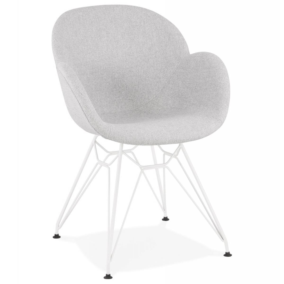 Alterego - Chaise moderne 'ATOL' en tissu gris clair avec pieds en métal blanc - Chaises