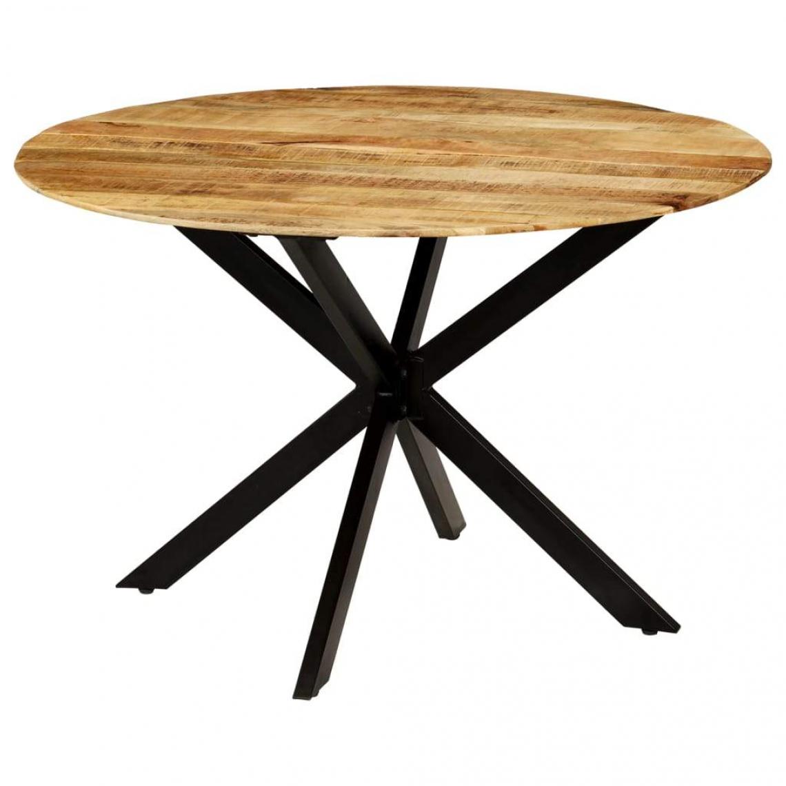 Helloshop26 - Table de salon salle à manger design bois de manguier brut et acier 120 cm 0902319 - Tables à manger