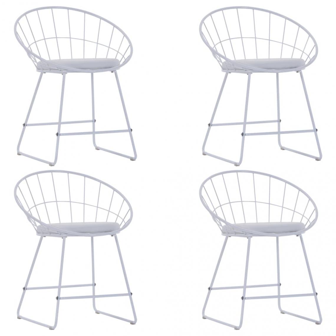 Decoshop26 - Lot de 4 chaises de salle à manger cuisine design élégant acier blanc CDS021226 - Chaises