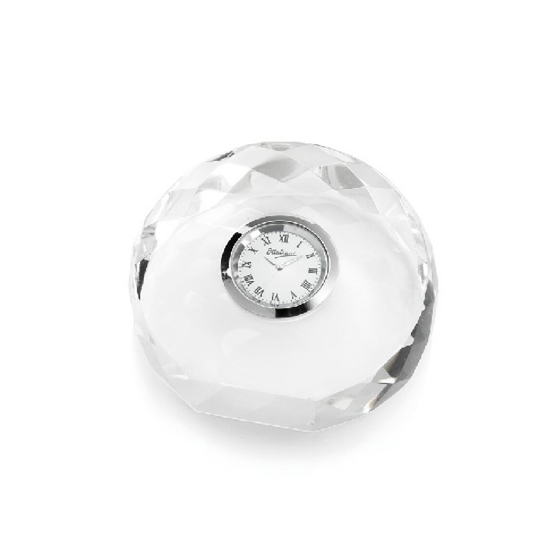 Homemania - HOMEMANIA Horloge de table Cercle - Analogique - Réveil, Décoration de table -Blanc en Crystal, 9,5 x 9 x 4 cm - Horloges, pendules