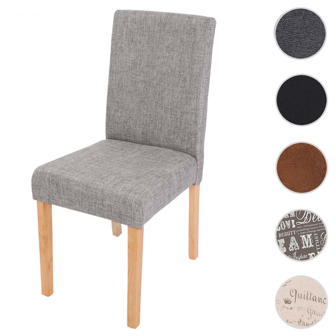 Mendler - Chaise de salle à manger Littau, chaise de cuisine, tissu/textile ~ gris, pieds clairs - Chaises