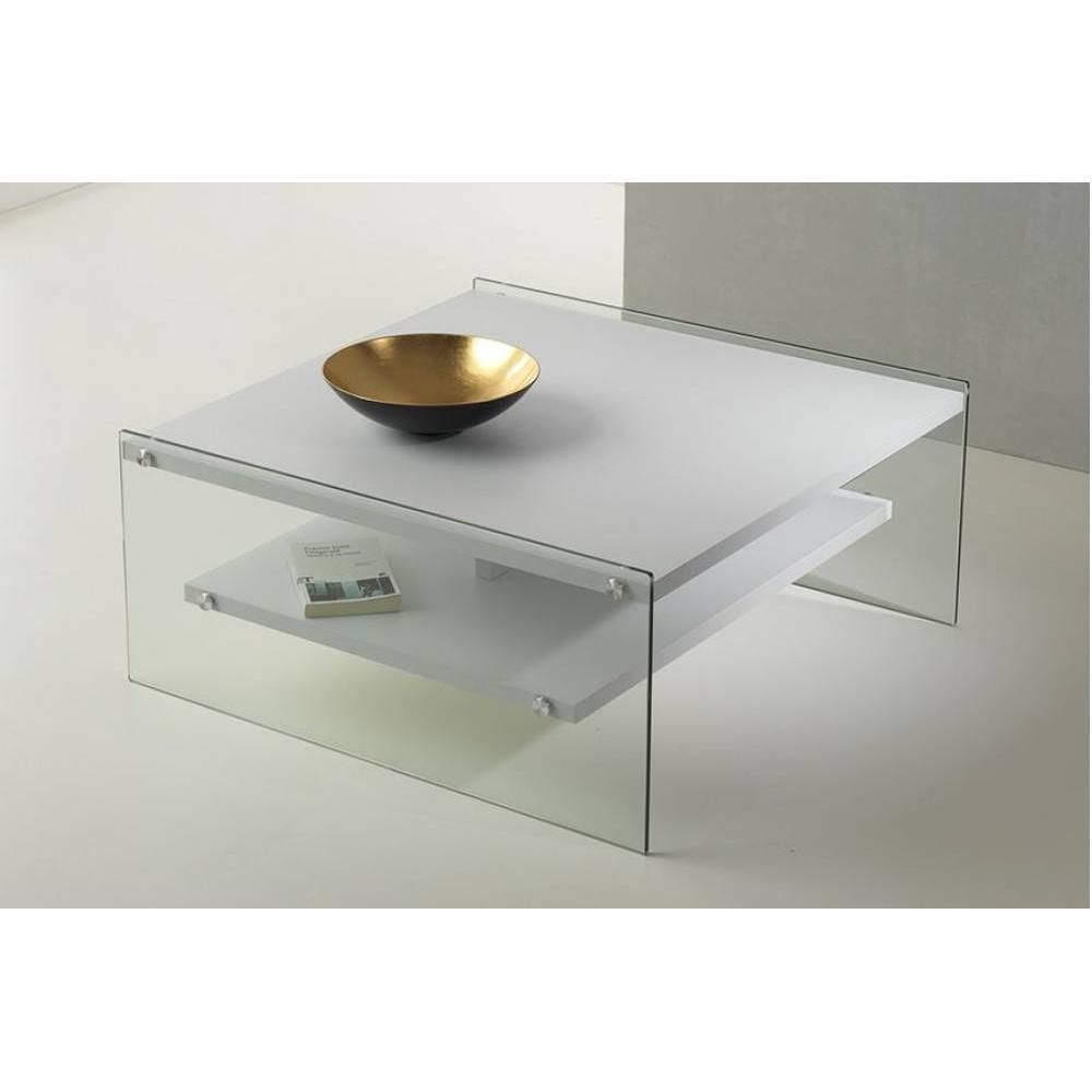 Inside 75 - Table basse BELLA 2 plateaux blanc mat piétement en verre - Tables à manger