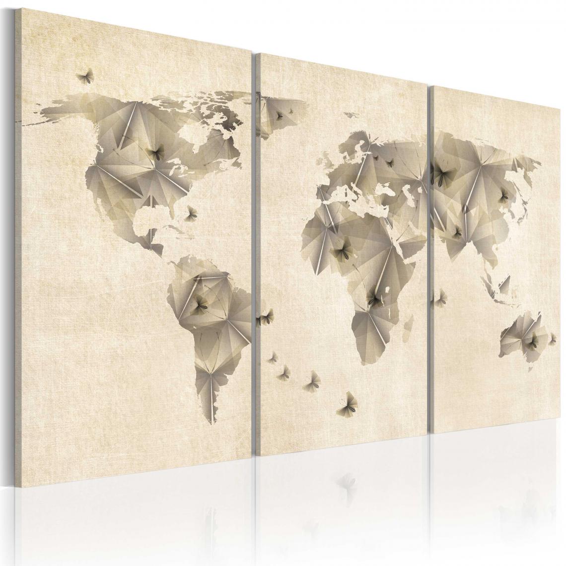 Decoshop26 - Tableau toile de décoration motif carte du monde papillons 120x80cm DEC110463/2 - Tableaux, peintures