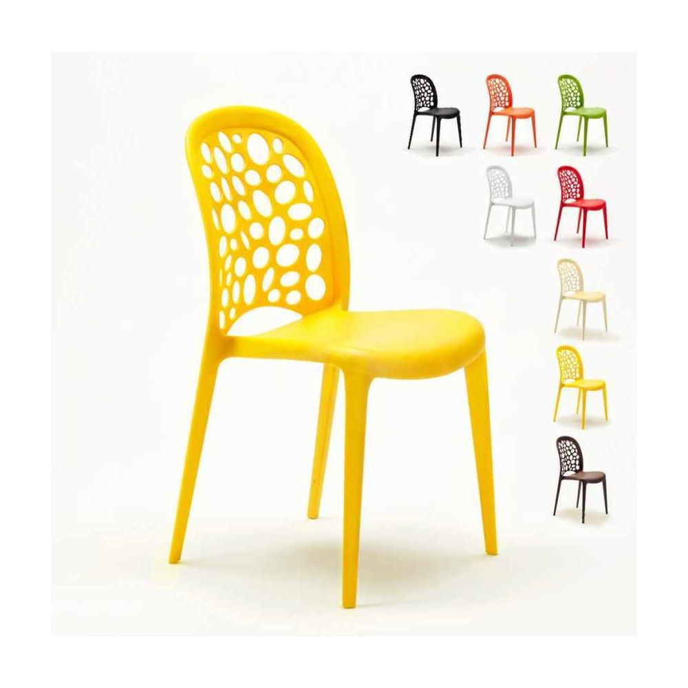 Ahd Amazing Home Design - Chaise salle à manger café bar restaurant jardin polypropylène empilable Design WEDDING Holes Messina, Couleur: Jaune - Chaises