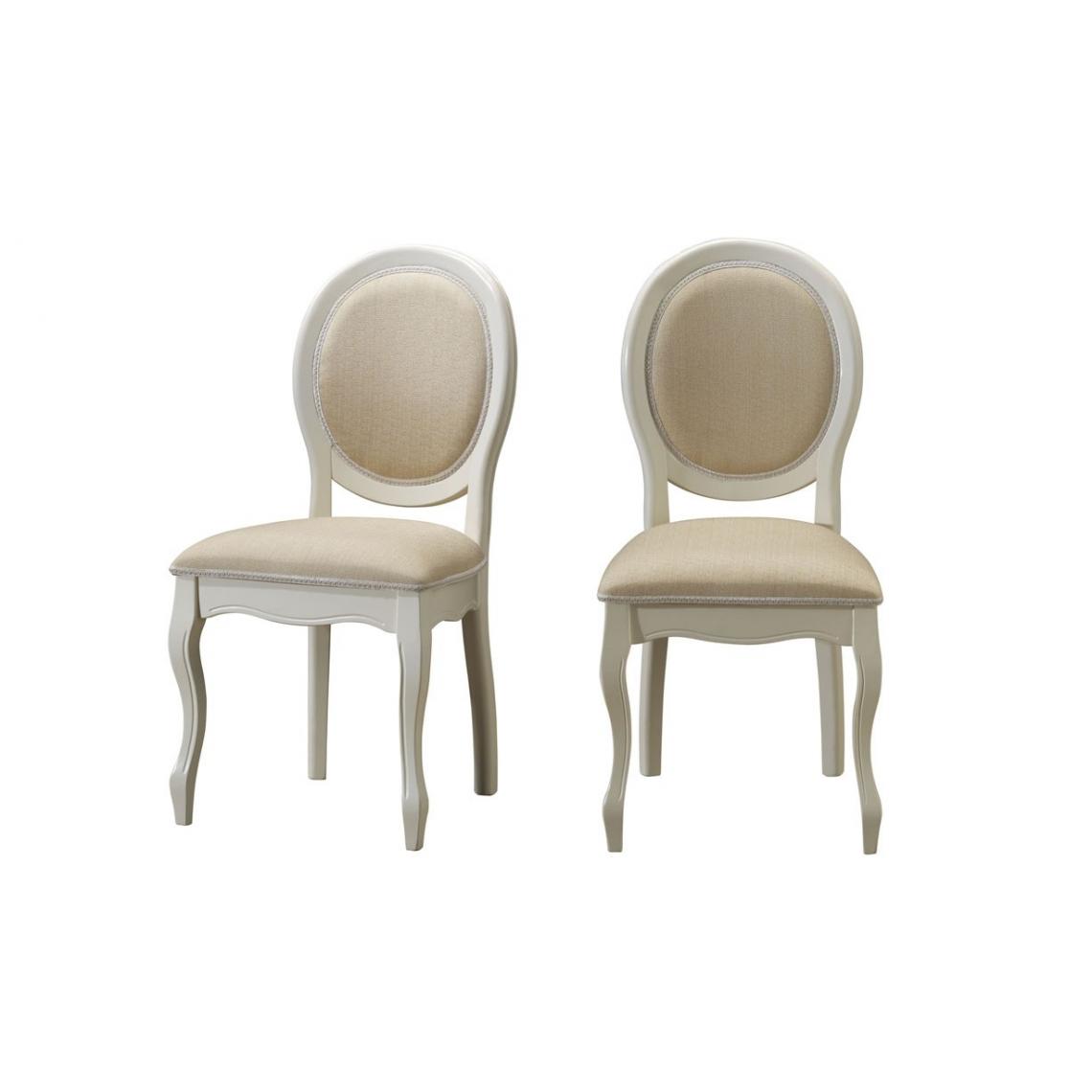 3S. x Home - Lot de 2 chaises médaillon en tissu coloris écru ANTOINETTE - Chaises