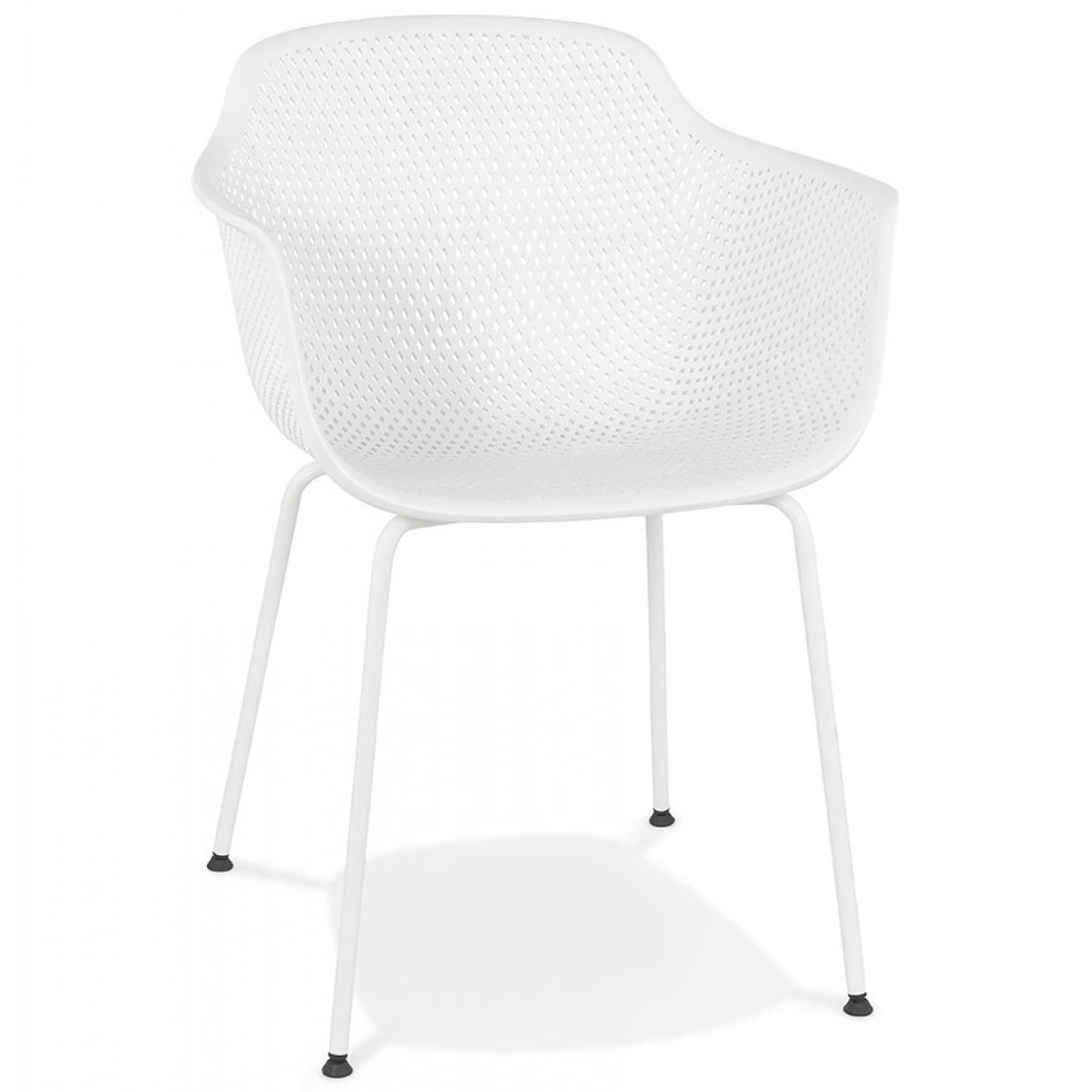 Alterego - Chaise avec accoudoirs perforée 'DRAK' blanche intérieure / extérieure - Chaises
