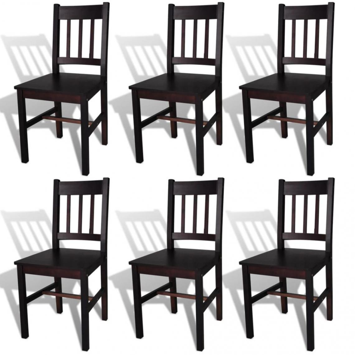 Decoshop26 - Lot de 6 chaises de salle à manger cuisine design classique pinède marron foncé CDS022570 - Chaises