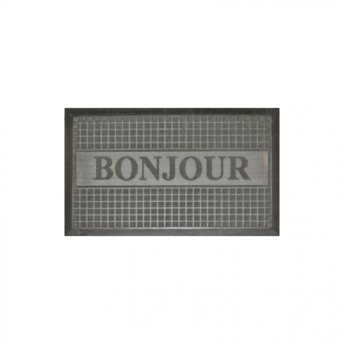 HomeMaison - Tapis d'entrée rectangle - 40 x 75 cm - Bonjour- Gris - Tapis