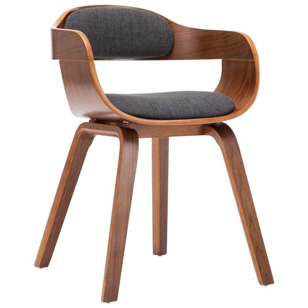 marque generique - Moderne Fauteuils et chaises selection Panama Chaise de salle à manger Gris foncé Tissu et bois courbé - Chaises