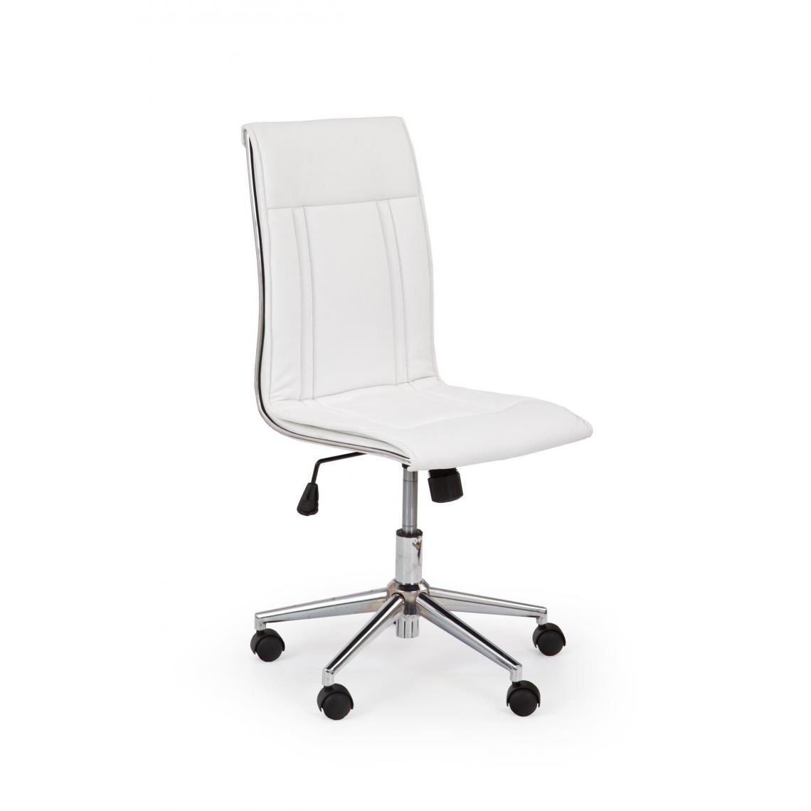 Hucoco - PORTOS - Fauteuil pivotant style moderne bureau/chambre - 97-107x57x44 - Verrouillage du dossier - Chaise de bureau - Blanc - Chaises