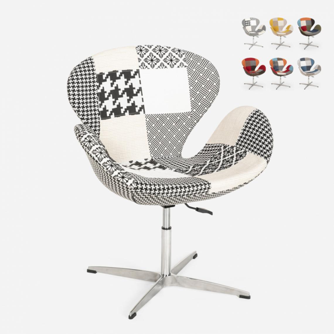 Ahd Amazing Home Design - Chaise et fauteuil pivotant de salon style patchwork design moderne Stork, Couleur: Patchwork 5 - Chaises