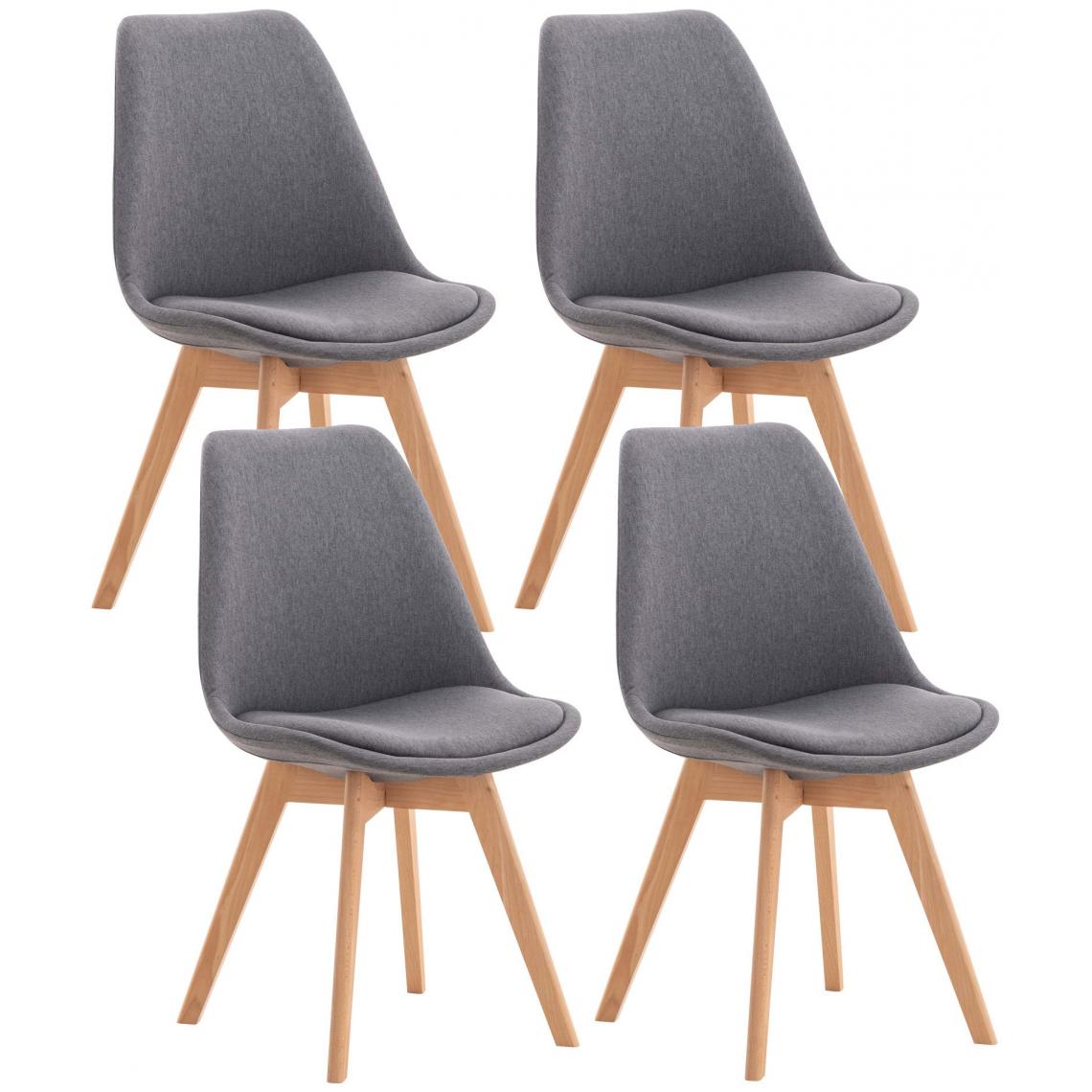 Decoshop26 - Lot de 4 chaises de salle à manger cuisine bureau style scandinave en tissu gris pieds en bois 10_0000365 - Chaises