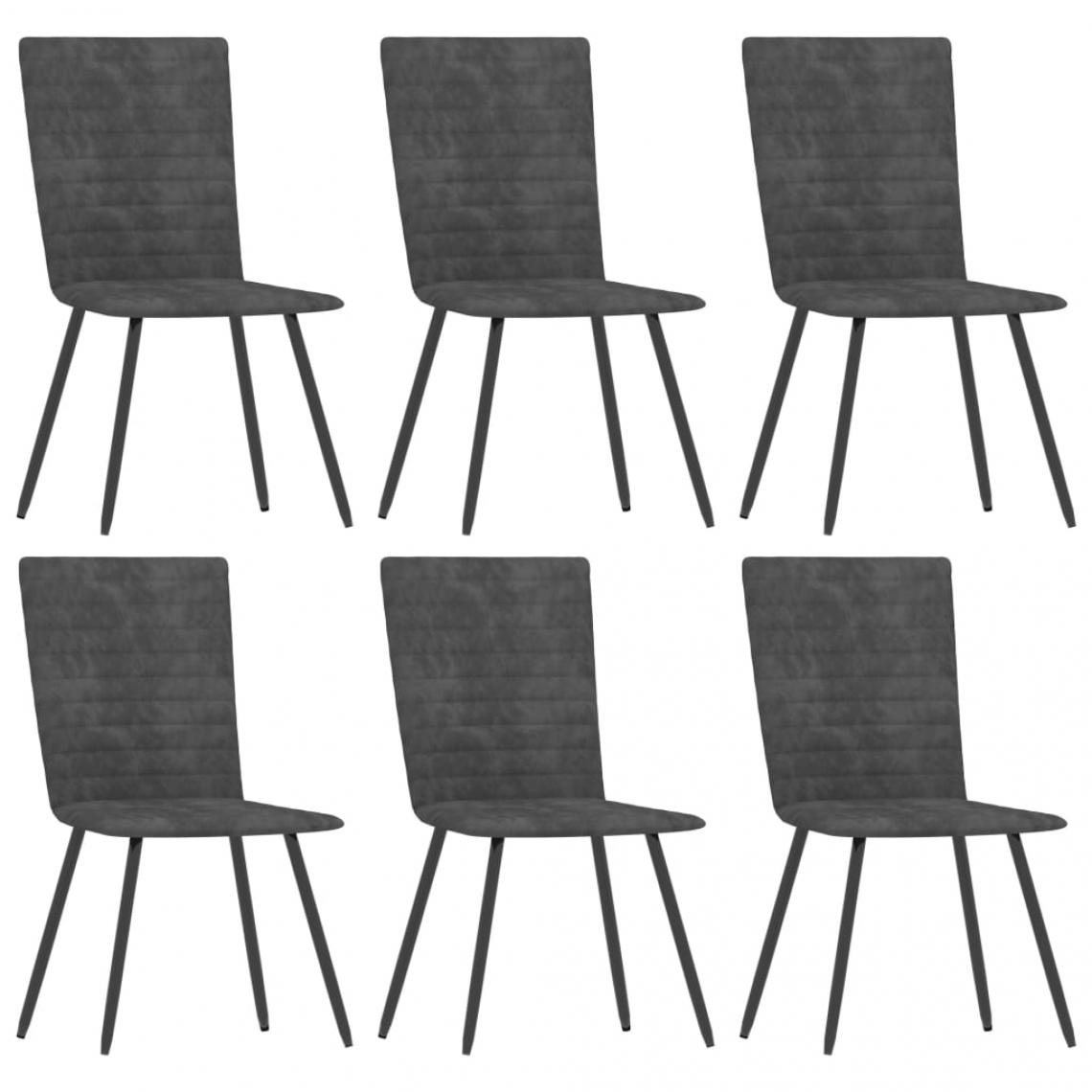 Decoshop26 - Lot de 6 chaises de salle à manger cuisine design classique velours gris CDS022509 - Chaises