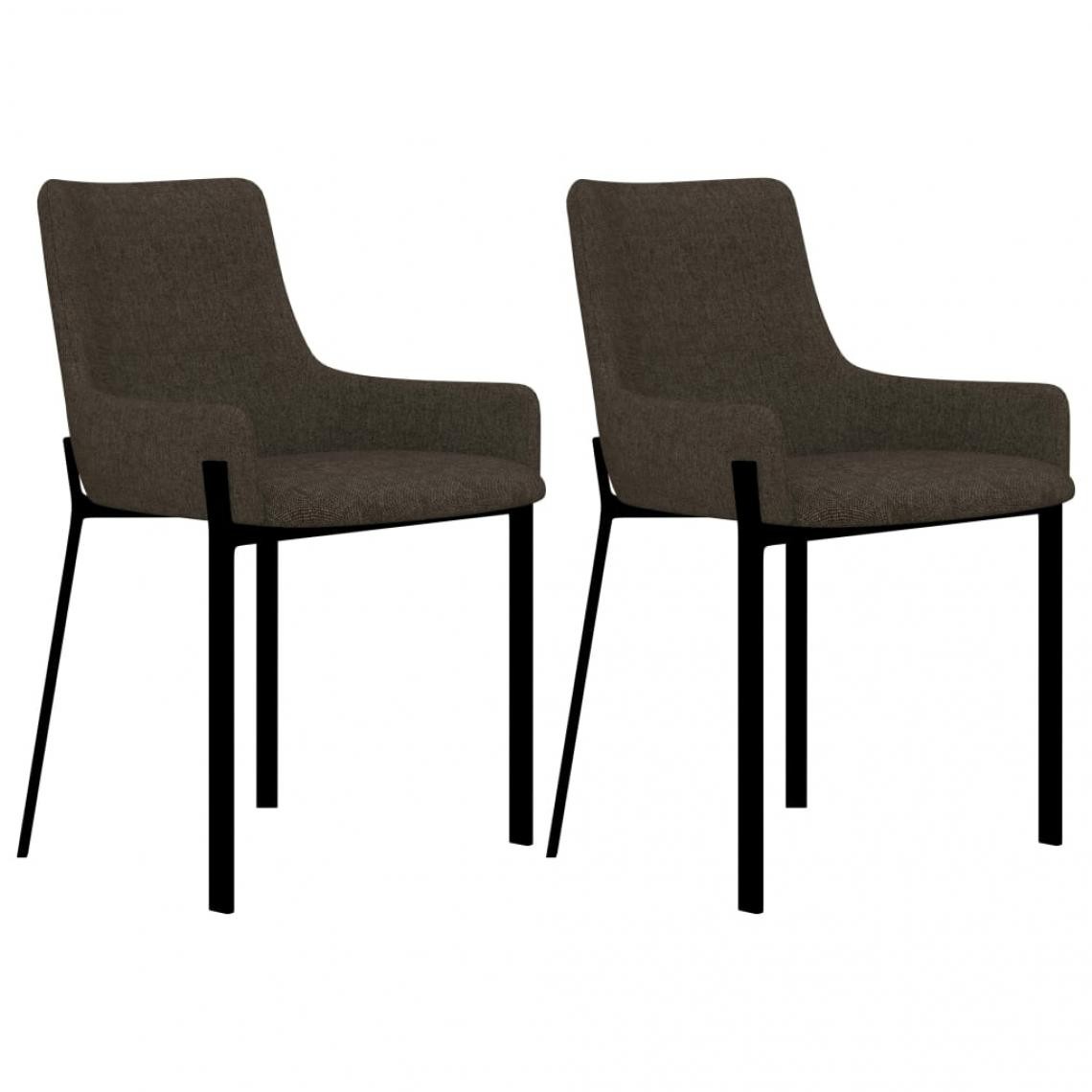 Decoshop26 - Lot de 2 chaises de salle à manger cuisine design moderne tissu marron CDS020766 - Chaises