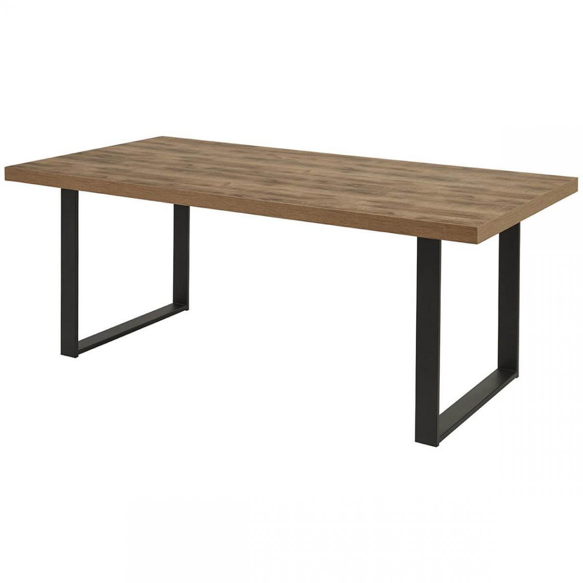 Altobuy - KORA - Table 200cm Aspect Bois Piètement U Métal Poudré Noir - Tables à manger