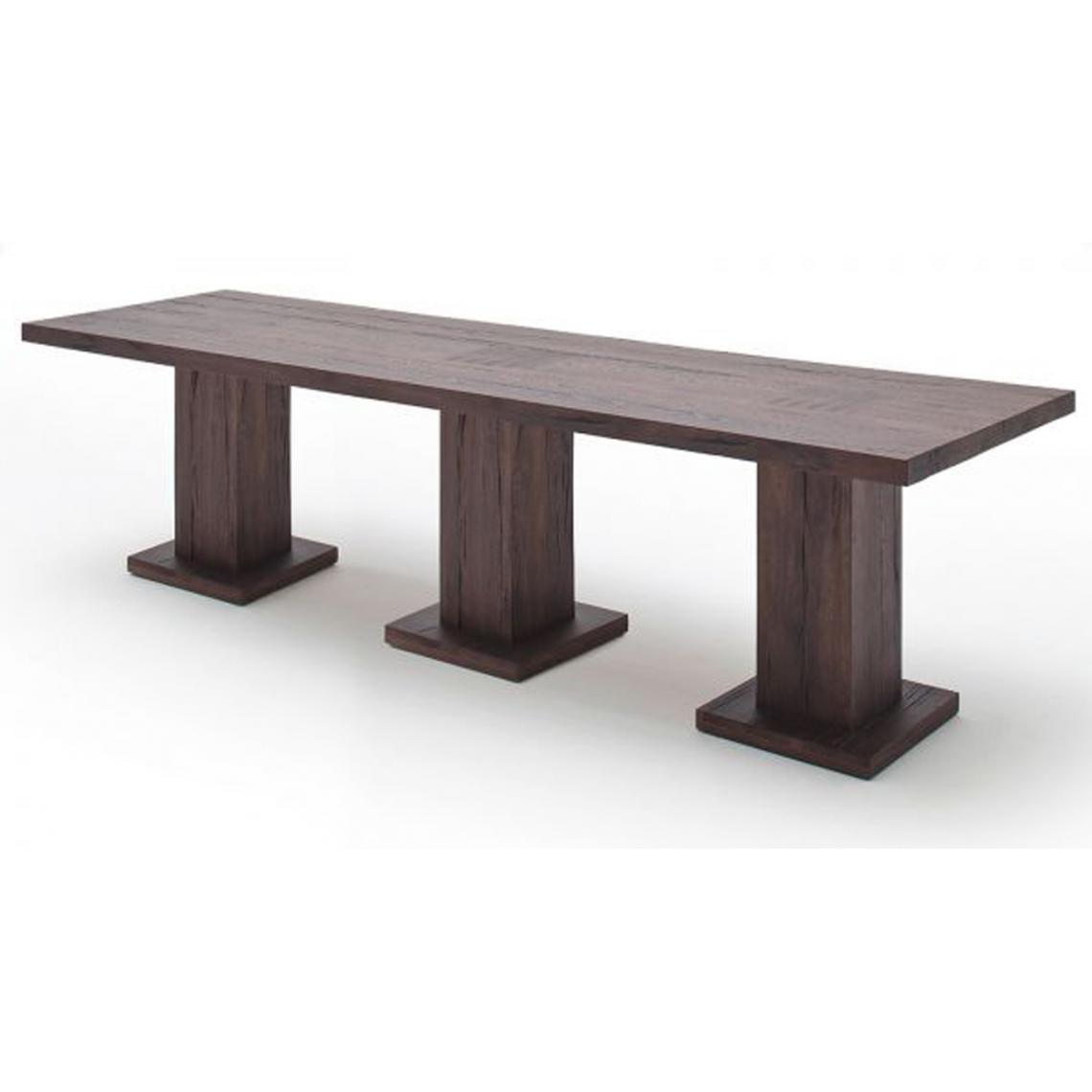 Pegane - Table à manger en chêne massif patiné laqué mat - L.400 x H.76 x P.120 cm -PEGANE- - Tables à manger