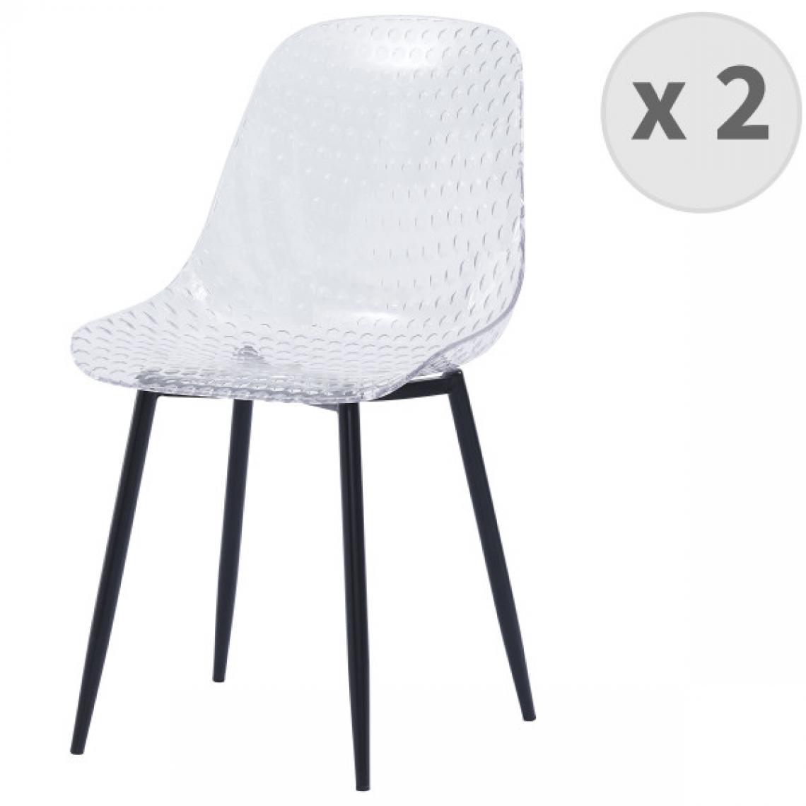 Moloo - GLASS - Chaise modern design polycarbonate transparent pieds métal noir(x2) - Chaises