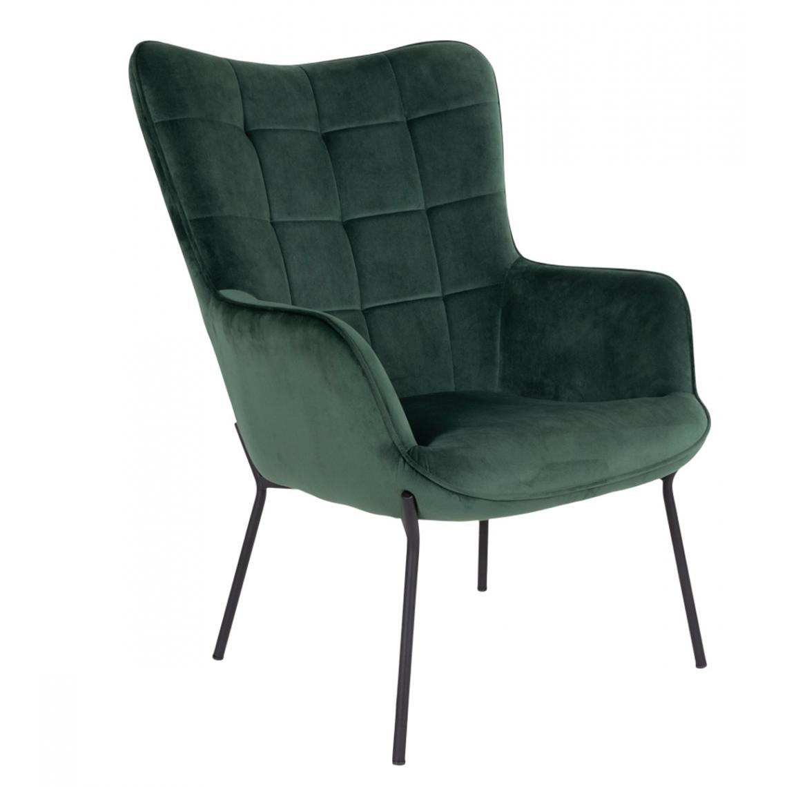 Pegane - Chaise coloris vert en velours - 79 x 70 x 98 cm - Chaises