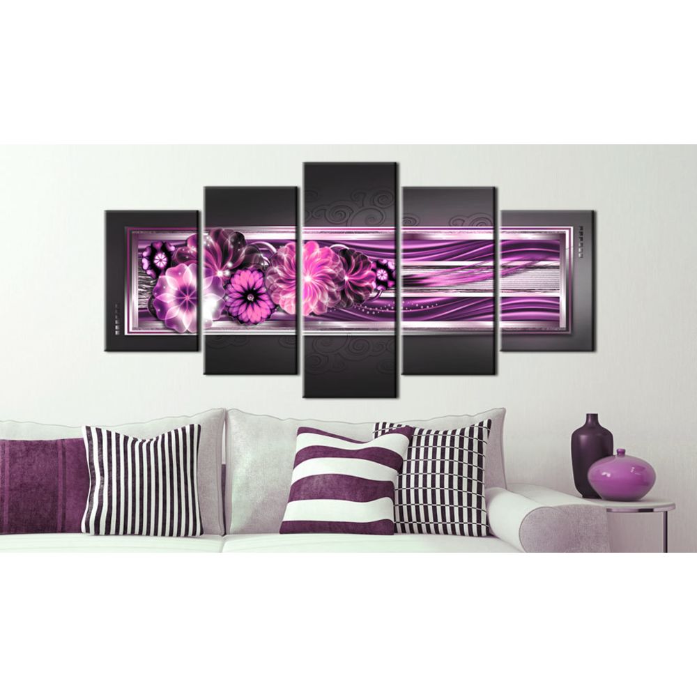 marque generique - 100x50 Tableau Fleurs et plantes Abstraction Stylé In pink waves - Tableaux, peintures