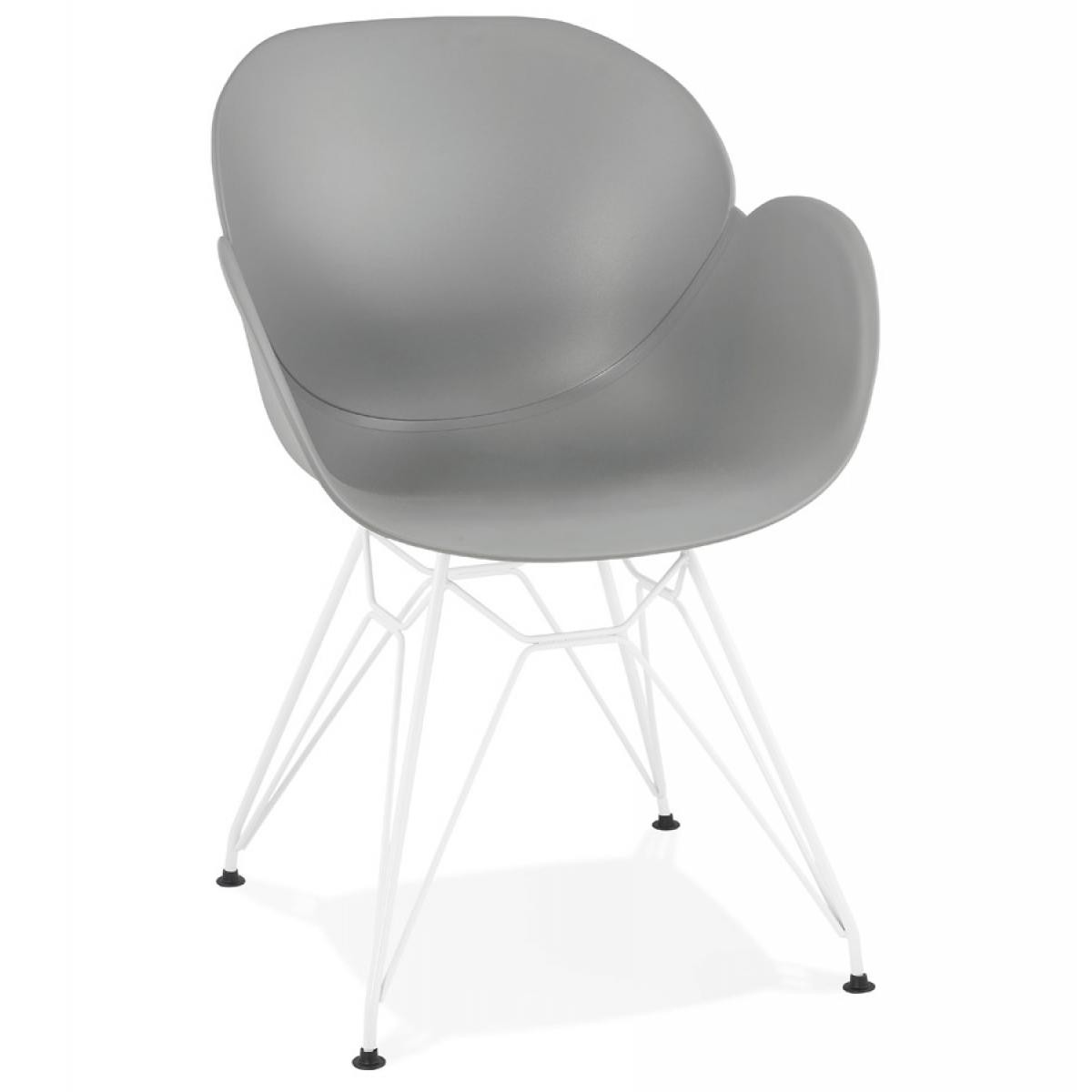 Alterego - Chaise moderne 'FIDJI' grise avec pieds en métal blanc - Chaises