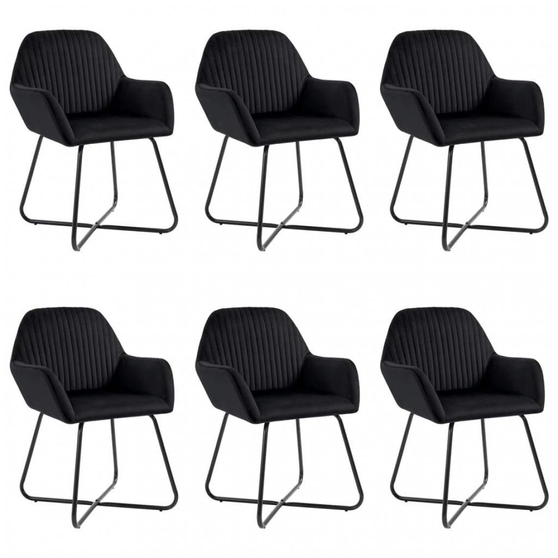 Decoshop26 - Lot de 6 chaises de salle à manger cuisine design moderne velours noir CDS022740 - Chaises