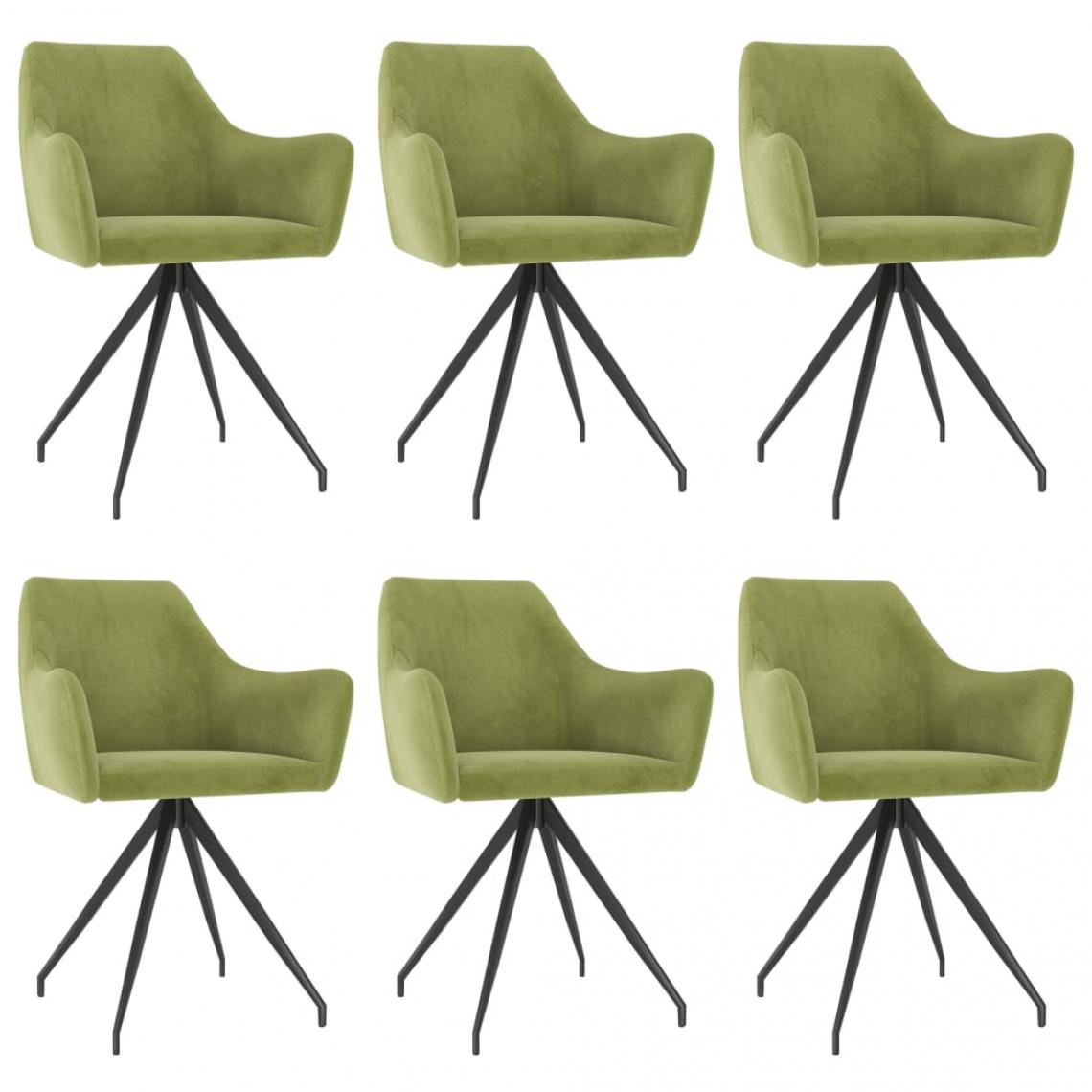 Decoshop26 - Lot de 6 chaises de salle à manger cuisine design moderne velours vert clair CDS022882 - Chaises