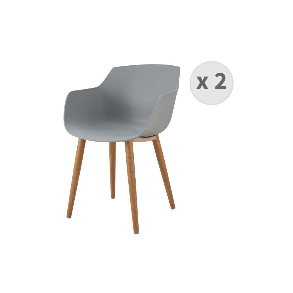 Moloo - ANDREA-Chaise scandinave gris pied métal effet bois (x2) - Chaises