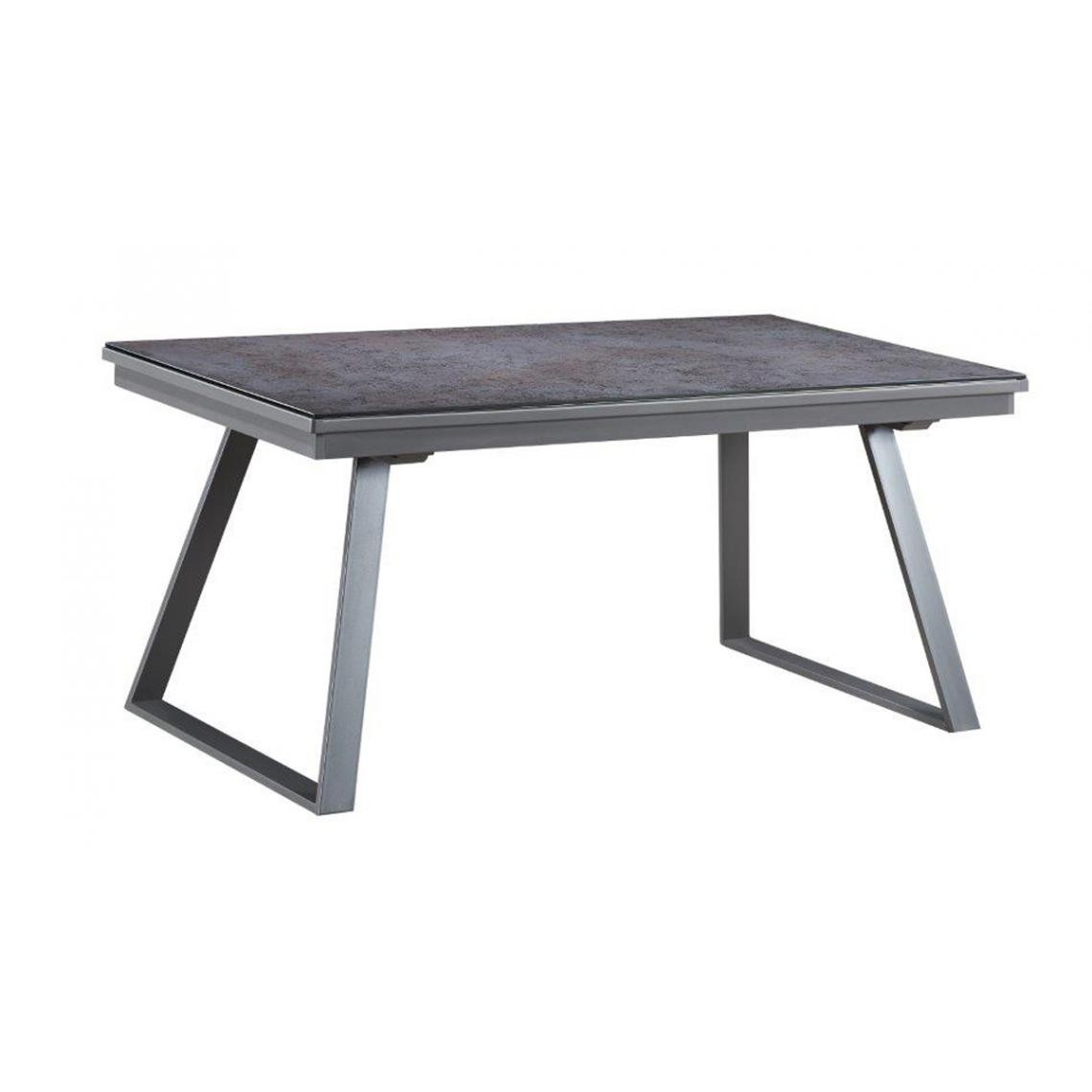 Pegane - Table de salle à manger coloris gris en métal - L.160 x Ht.75 x l.90 cm - Tables à manger
