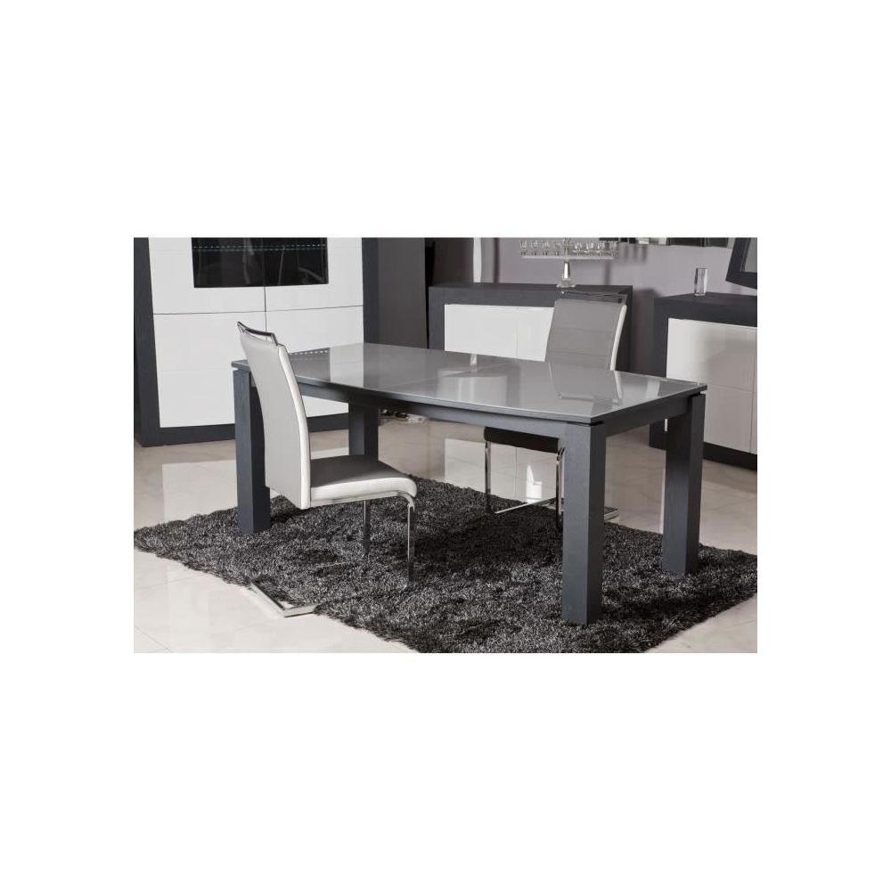 marque generique - CHAISE DYLAN Lot de 2 chaises de salle a manger - Simili gris et blanc - Contemporain - L 42,5 x 56 cm - Chaises