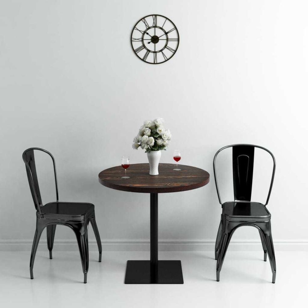 marque generique - Icaverne - Tables de salle à manger et de cuisine serie Table de bistro MDF et acier Rond 80 x 75 cm Frêne foncé - Tables à manger