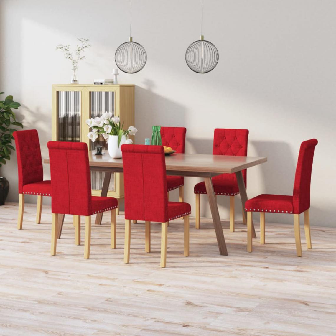 Vidaxl - vidaXL Chaises de salle à manger 6 pcs Rouge bordeaux Tissu - Chaises