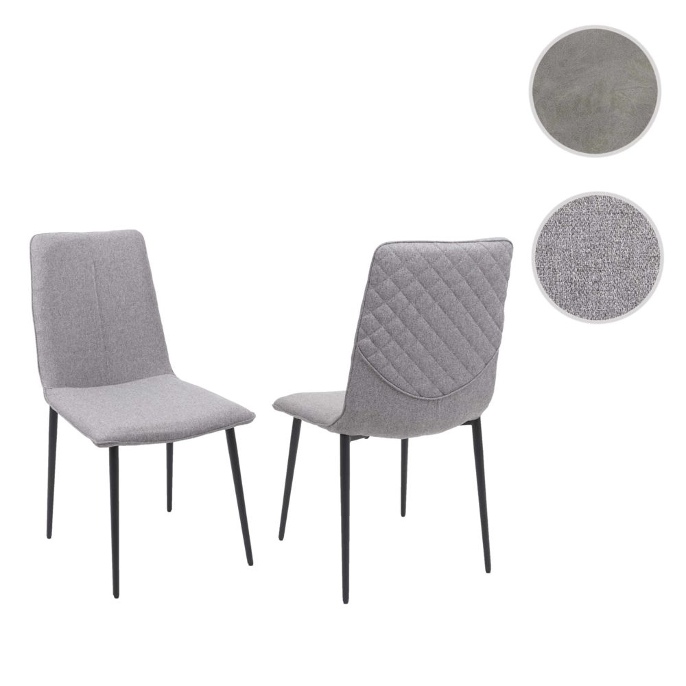 Mendler - 2x chaise de salle à manger HWC-F47, chaise de cuisine, vintage ~ tissu/textile, gris - Chaises