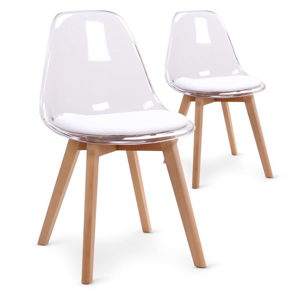 MENZZO - Lot de 2 chaises scandinaves Bovary Plexi Blanc - Chaises