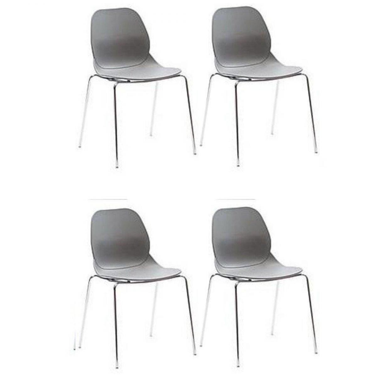 Inside 75 - Lot de 4 chaises SHELL METAL design gris - Chaises