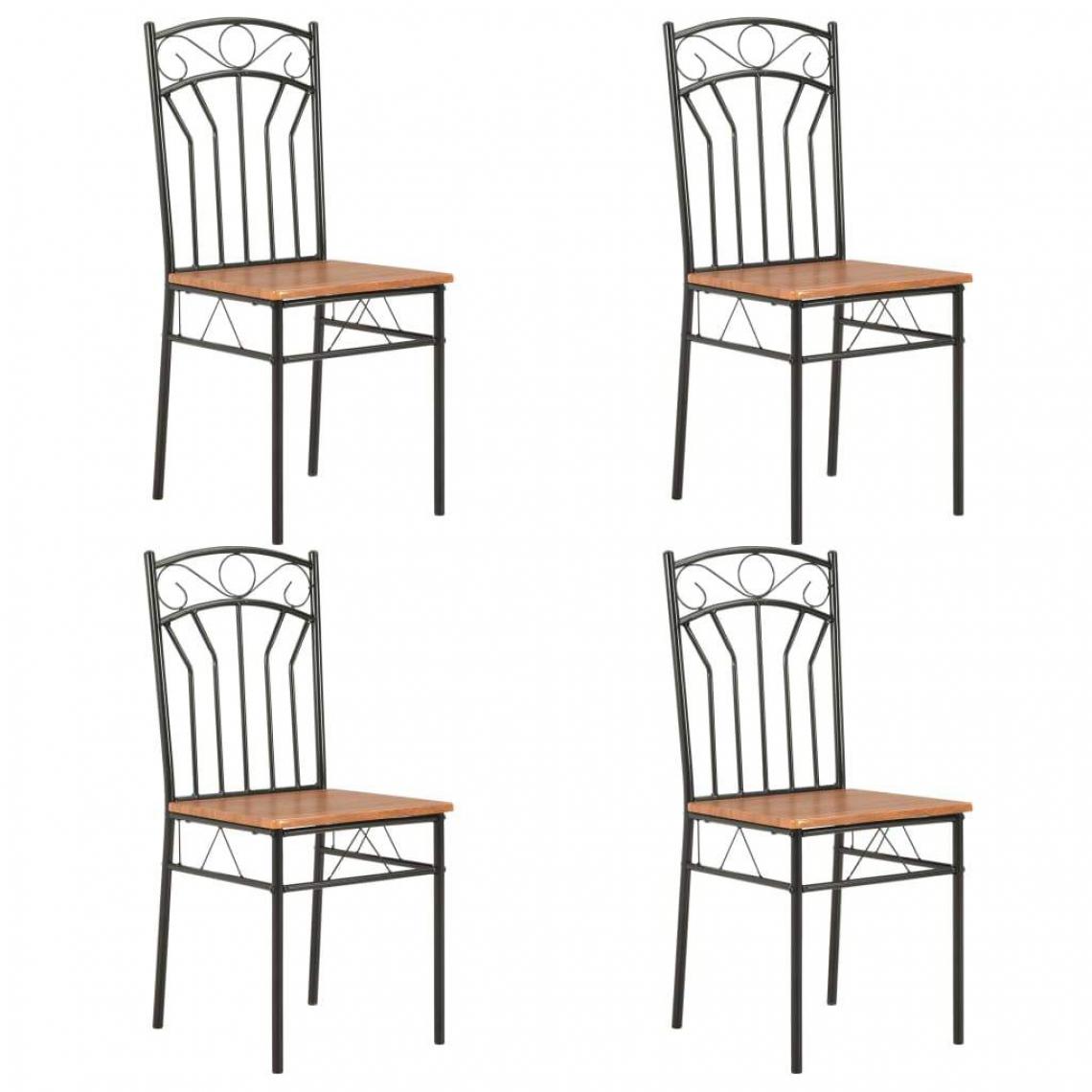 Decoshop26 - Lot de 4 chaises de salle à manger cuisine design classique marron MDF CDS021694 - Chaises