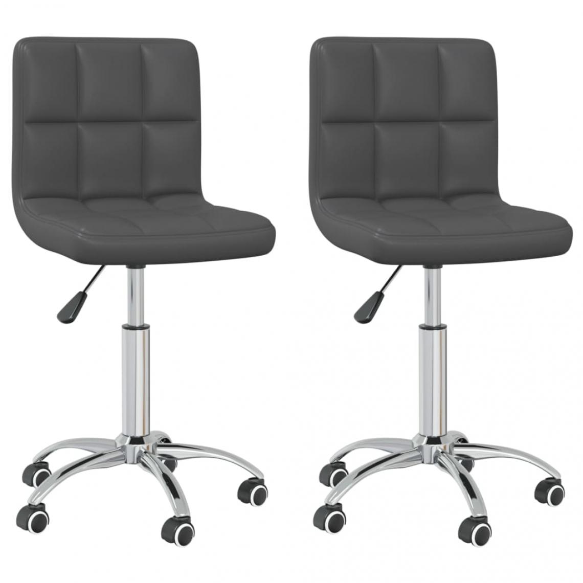 Decoshop26 - Lot de 2 chaises de salle à manger cuisine pivotantes design moderne similicuir gris CDS020914 - Chaises