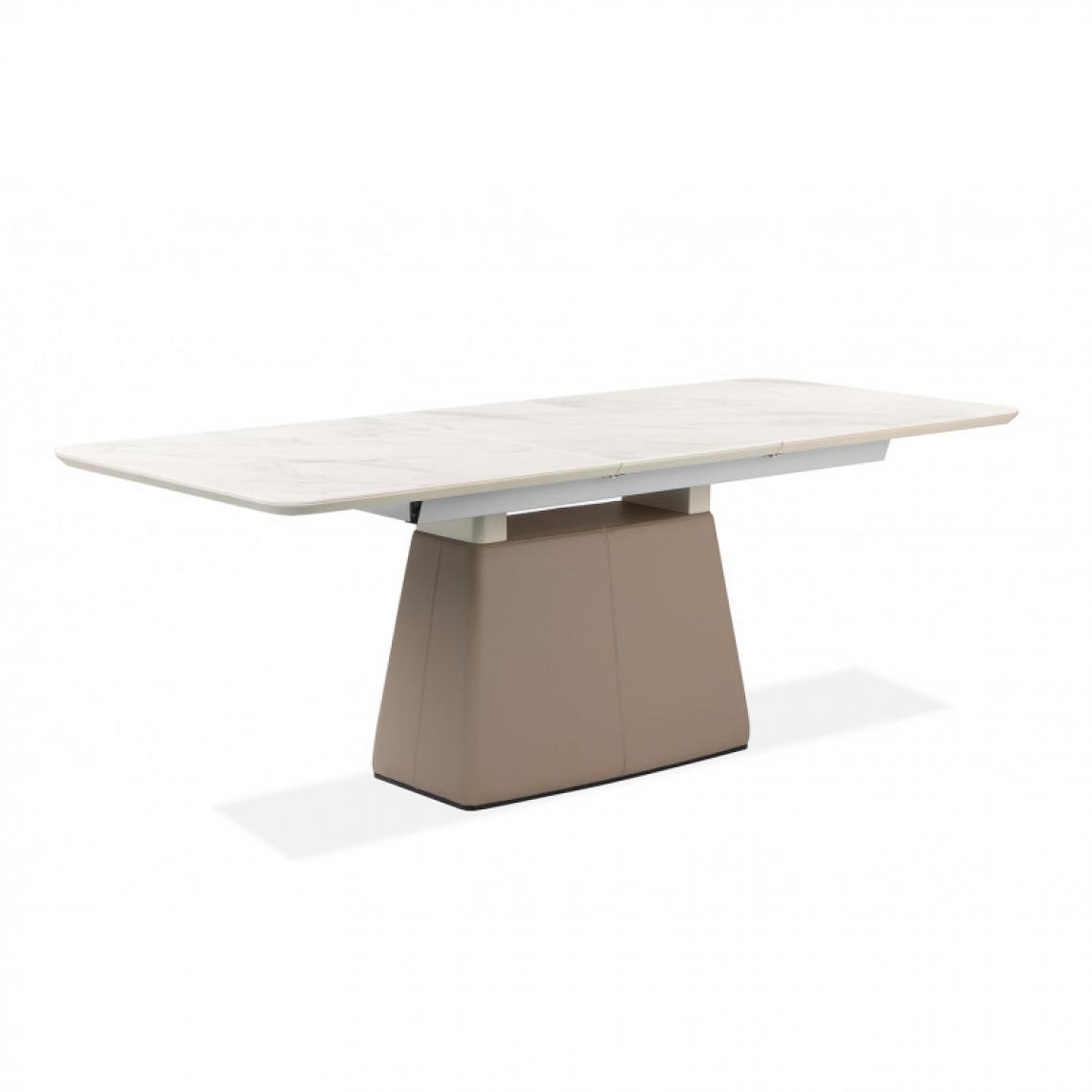Meubletmoi - Table extensible 160-205 cm plateau céramique blanc marbré - AUSTIN - Tables à manger