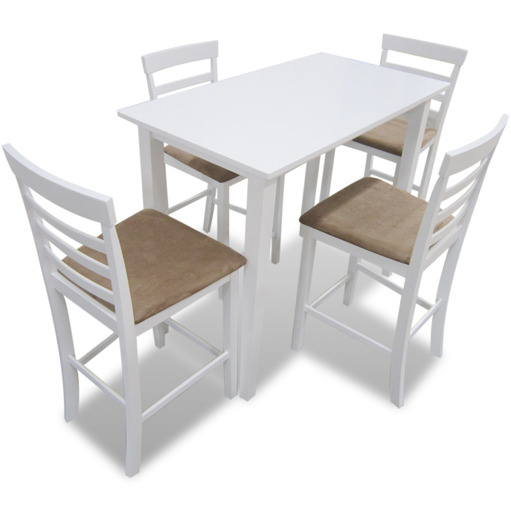 Vidaxl - vidaXL Set table et 4 chaises de bar en bois coloris blanc - Tables à manger