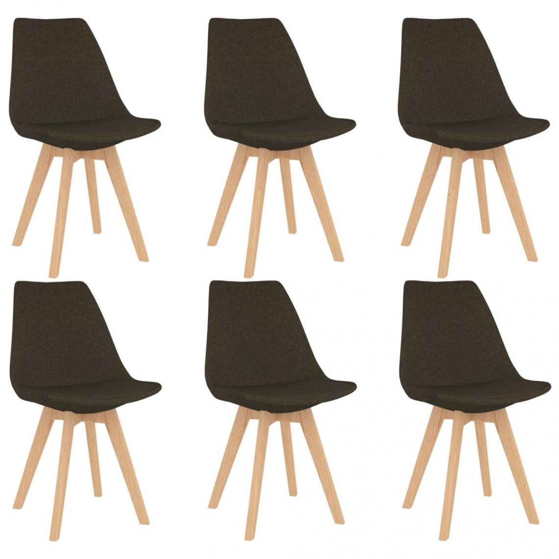 Decoshop26 - Lot de 6 chaises de salle à manger cuisine design moderne tissu marron foncé CDS022580 - Chaises