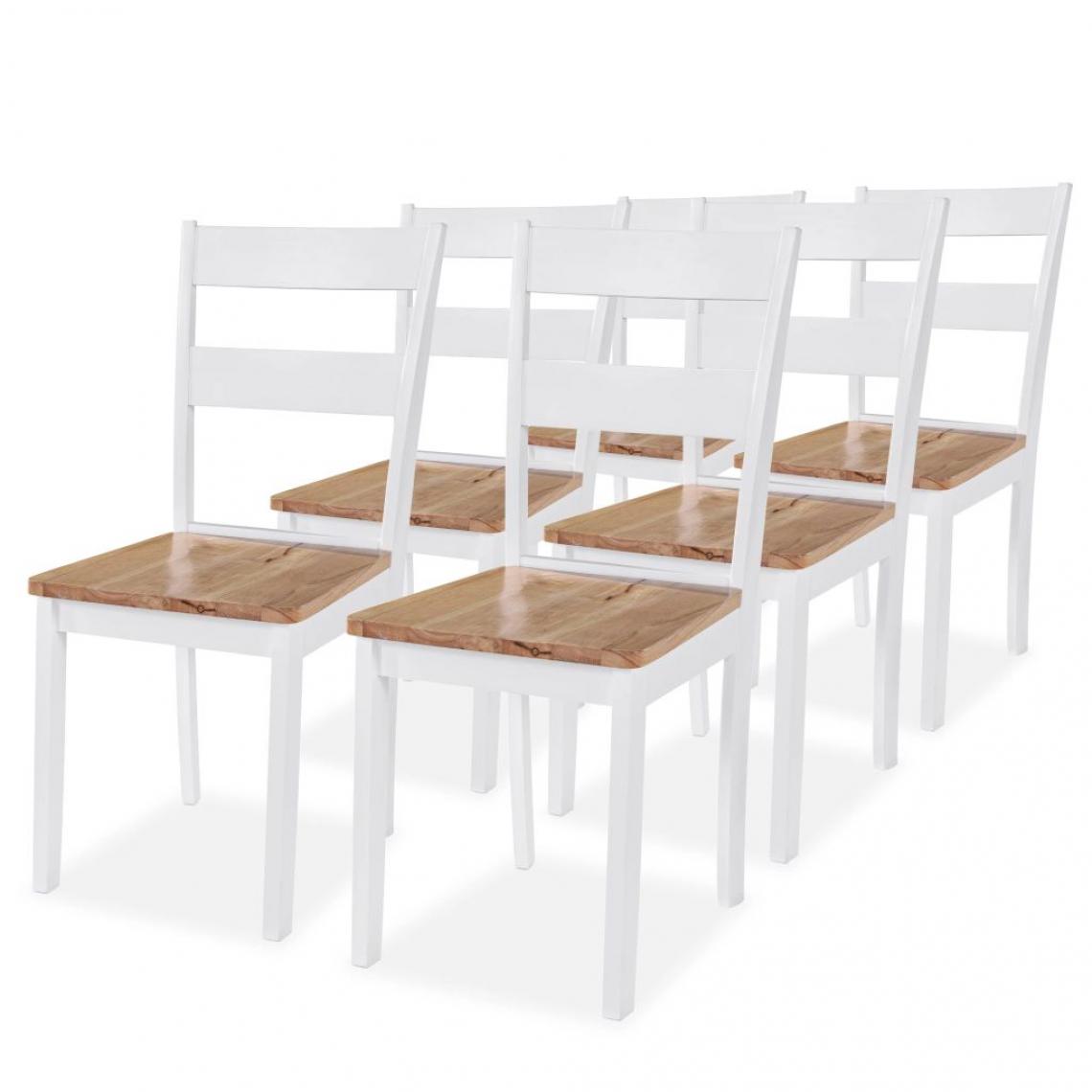 Decoshop26 - Lot de 6 chaises de salle à manger cuisine design classique et simple en bois d'hévéa blanc CDS022150 - Chaises