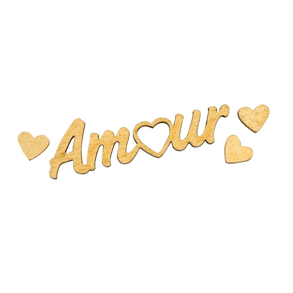 Visiodirect - 20 confettis Amor en bois doré avec cœurs - 5 x 1,5 cm - Objets déco