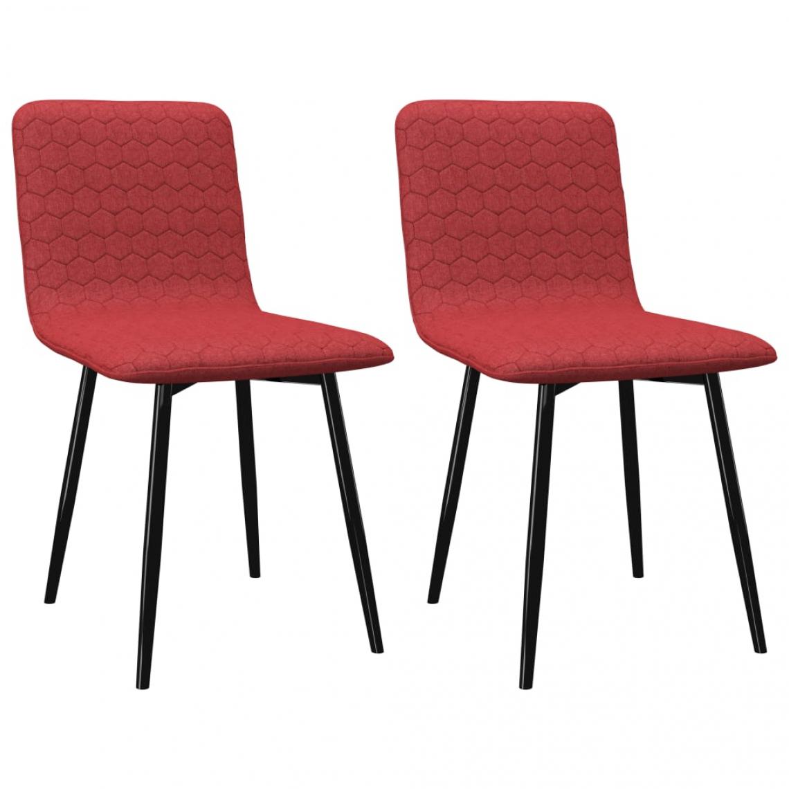 Decoshop26 - Lot de 2 chaises de salle à manger cuisine design moderne tissu bordeaux CDS020294 - Chaises