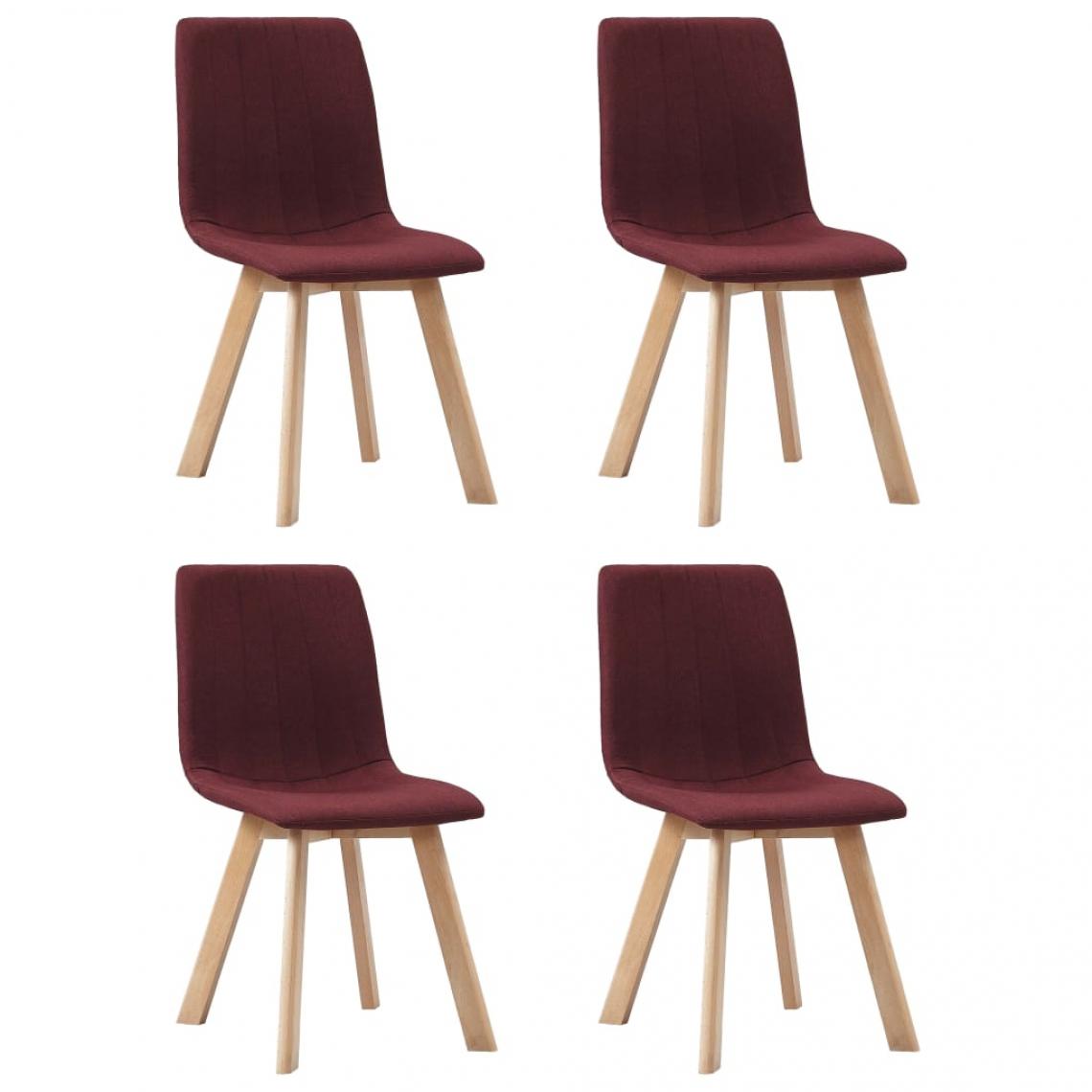 Decoshop26 - Lot de 4 chaises de salle à manger cuisine design moderne tissu rouge bordeaux CDS021937 - Chaises