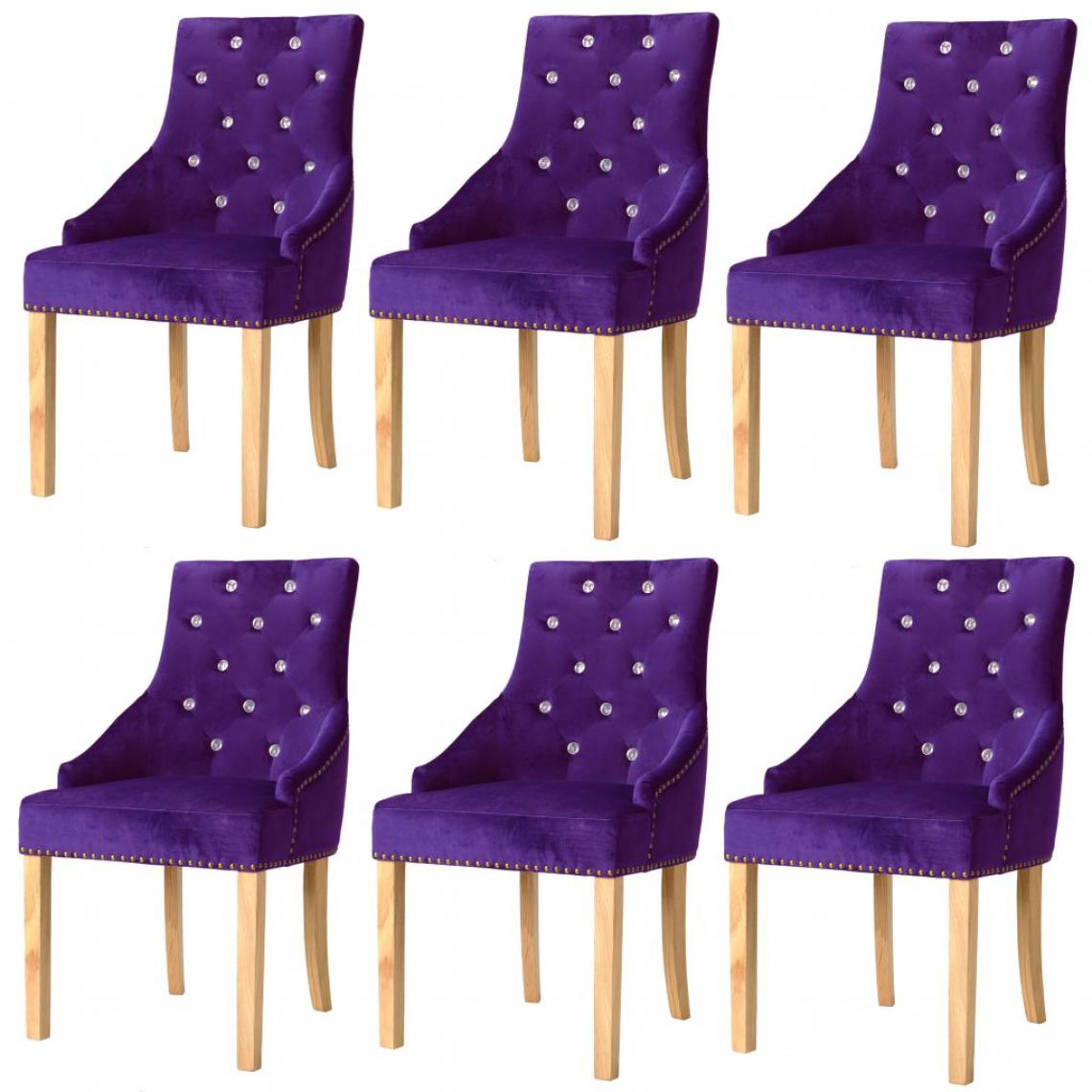 Vidaxl - vidaXL Chaises de salle à manger 6 pcs Violet Chêne massif et velours - Chaises