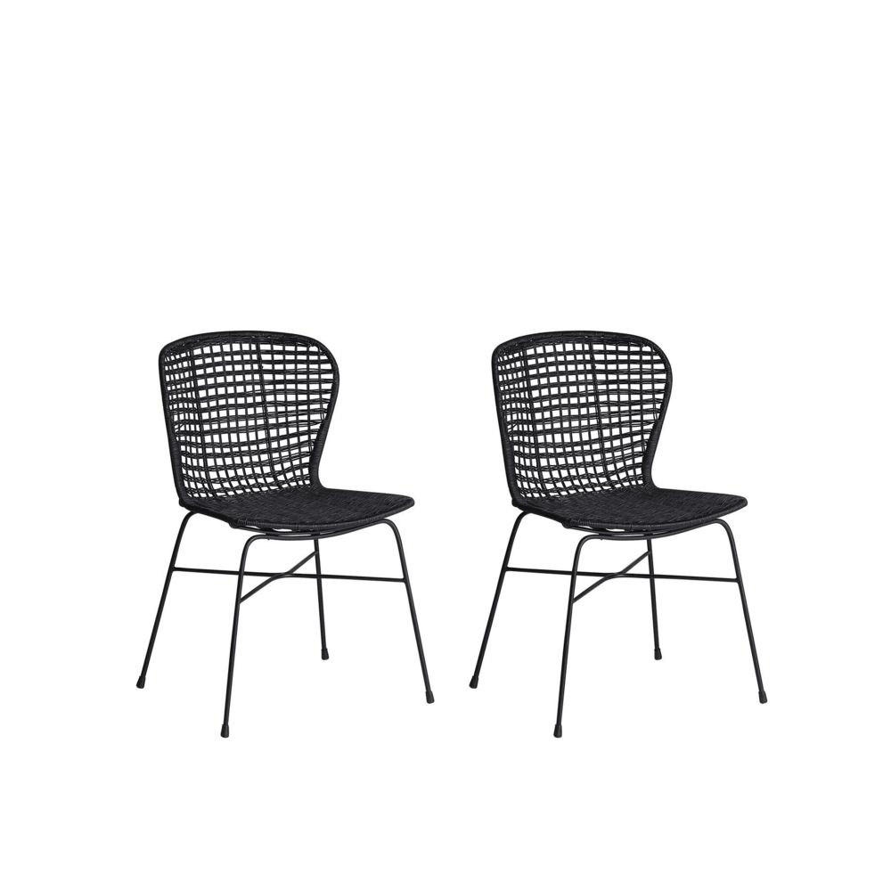 Beliani - Beliani Lot de 2 chaises en rotin noir ELFROS - noir - Chaises