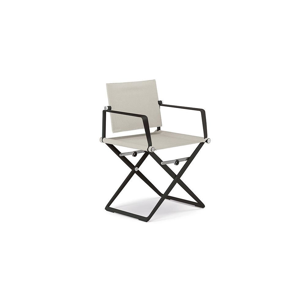 Dedon - Chaise avec accoudoirs SeaX - sans décor bois - noir - sail dove - Chaises